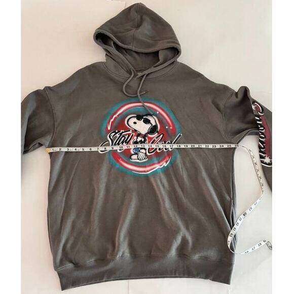 Snoopy Stay Cool Hoodie Gray Airbrush Graphic Peanuts Hybrid Apparel XL - Picture 8 of 16